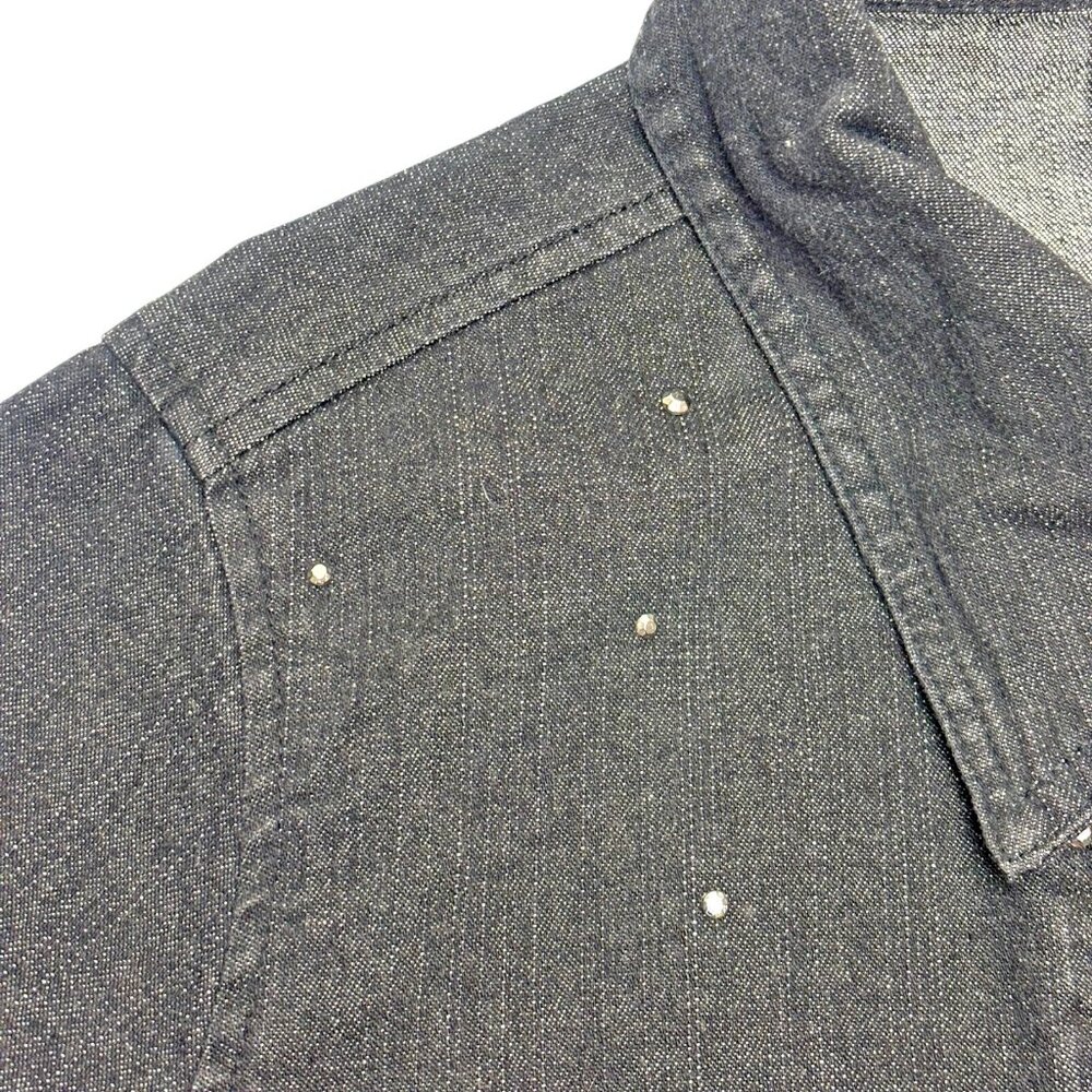 Quacker Factory Jeanne Black Denim Rhinestone Ruffle Jacket - Picture 8 of 11
